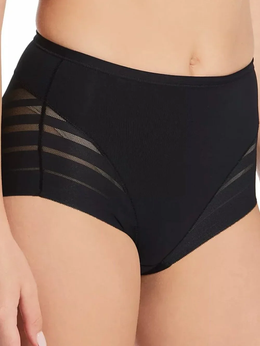 #2077 Leonisa Lace Stripe Undetectable Classic Shaper Panty 012903 - Black